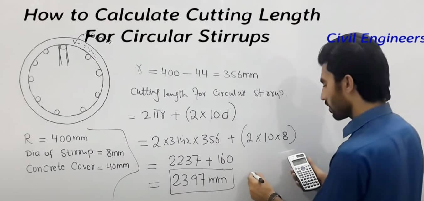 Cutting length for column circular stirrups