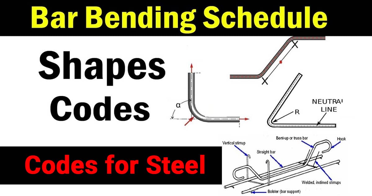 Different types of BBS shape codes for Steel