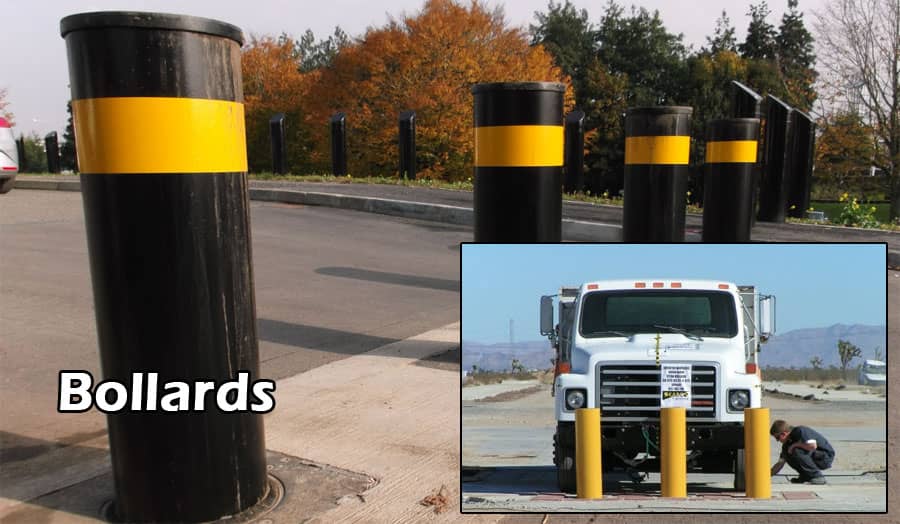 Bollards protect vehicles from unforced attacks