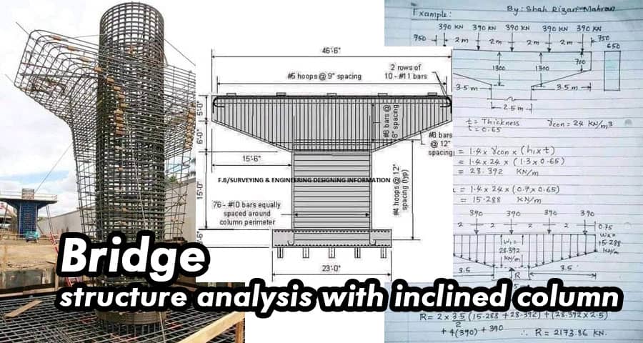 Bridge structure analysis with inclined column calculation