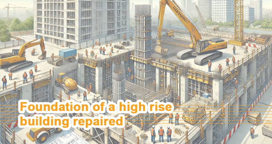 How is the foundation of a high rise building repaired?