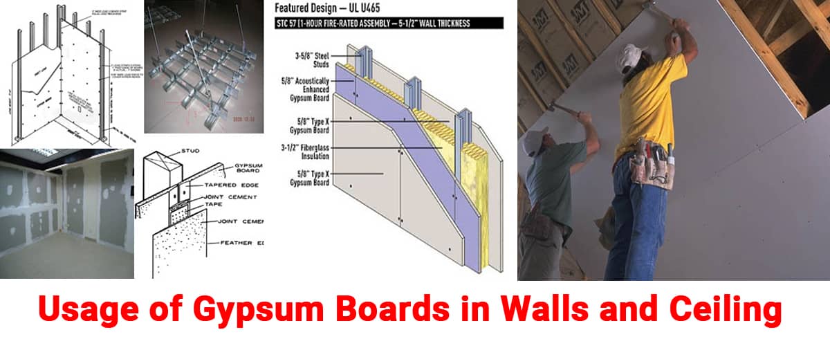 Usage of Gypsum Boards in Walls and Ceiling