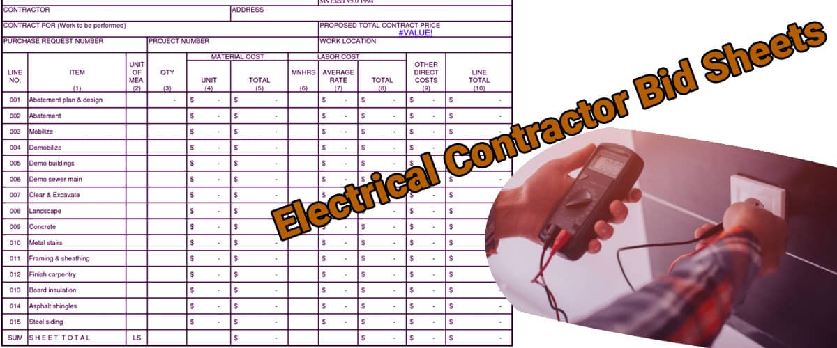 Electrical Contractor Bid Sheets