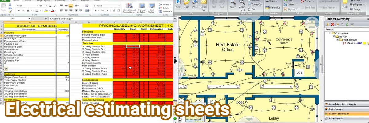 Electrical estimating sheets