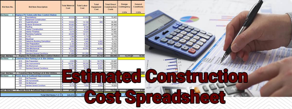 Estimated Construction Cost Spreadsheet