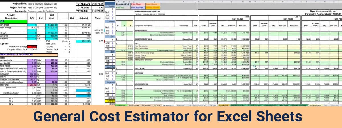 General cost Estimator for Excel sheets