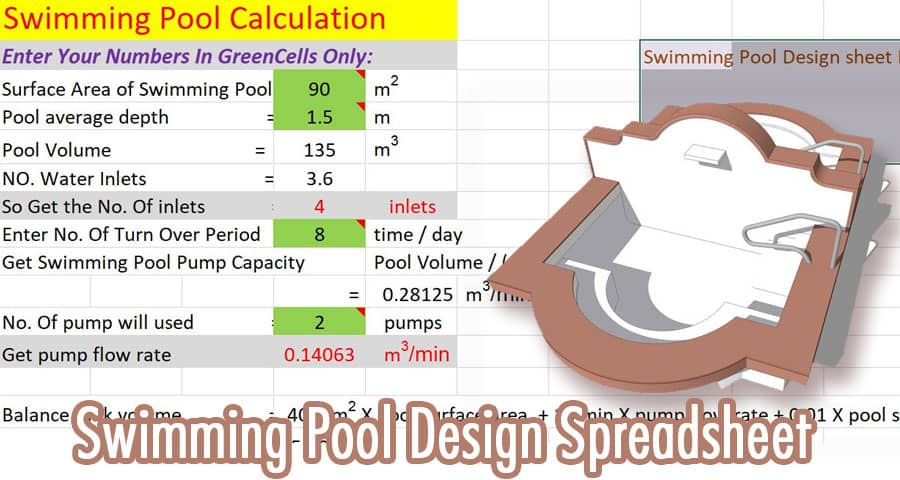 Swimming Pool Design Spreadsheet