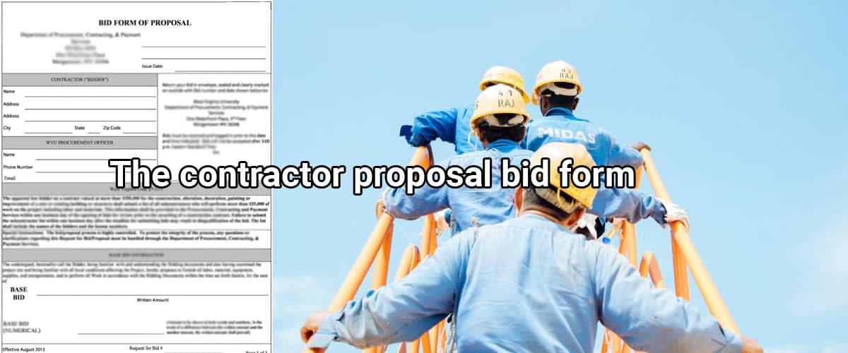 The Contractor proposal bid Form